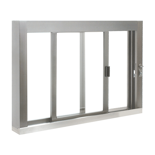 Standard Size Self-Closing Deluxe Service Window Unglazed with S.S.Step-Sill Satin Anodized