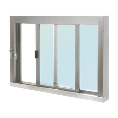 Standard Size Self-Closing Deluxe Service Window Glazed with S.S.Step-Sill Satin Anodized