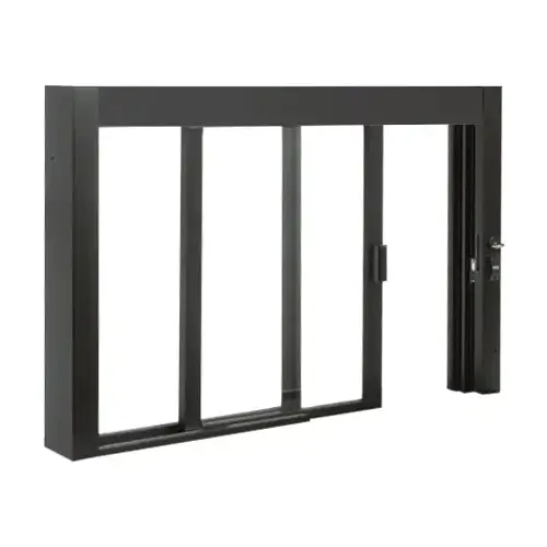 Standard Size Self-Closing Deluxe Service Window Unglazed with Half-Track Black Bronze Anodized
