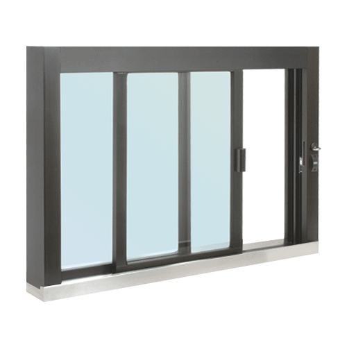 Standard Size Self-Closing Deluxe Service Window Glazed with S.S.Step-Sill Black Bronze Anodized