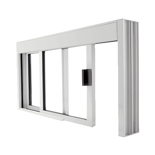 Standard Size Manual DW Deluxe Service Window Unglazed with Half-Track Satin Anodized