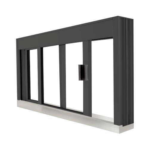 Standard Size Manual DW Deluxe Service Window Unglazed with S.S.Step-Sill Black Bronze Anodized