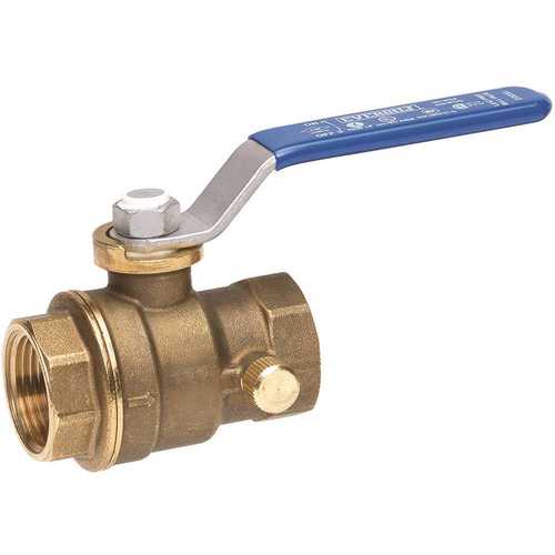 Everbilt 119-2-12-EB 1/2 in. Lead Free Brass Threaded FIP x FIP Ball Valve with Drain