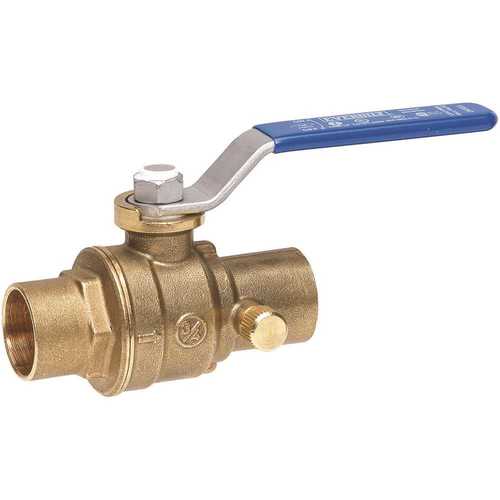 1/2 in. Brass Sweat x Sweat Ball and Waste Valve with Drain