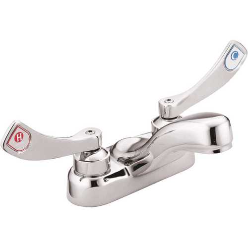 Commercial 4 in. Centerset 2-Handle 0.35 GPM Vandal-Resistant Bathroom Faucet with Wristblade Handles in Chrome