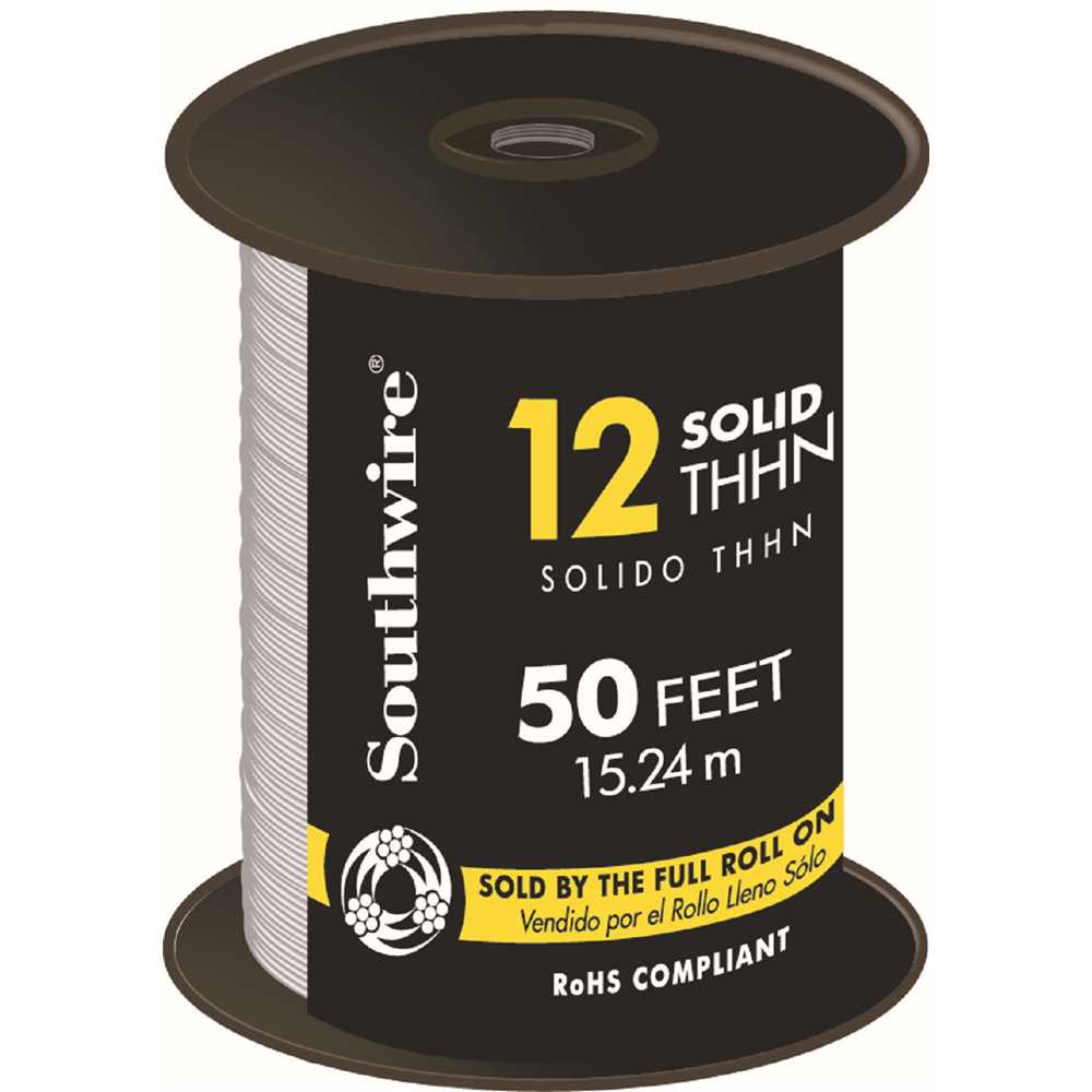 Southwire 11588183 50 ft. 12 White Solid CU THHN Wire