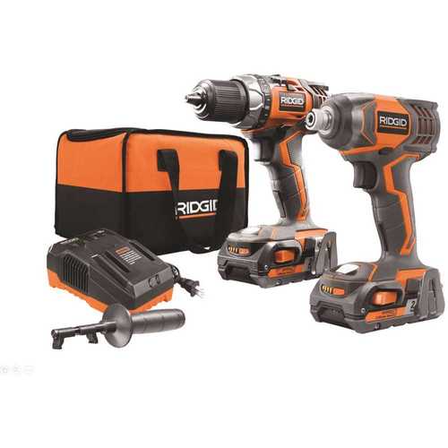18-Volt Lithium-Ion Cordless Drill/Driver and Impact Driver 2-Tool Combo Kit with (2) 2.0 Ah Batteries, Charger, and Bag