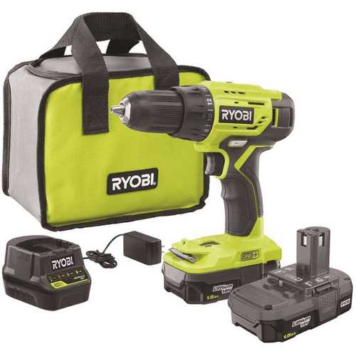 RYOBI 18-Volt ONE+ Lithium-Ion Cordless 1/2 in. Drill/Driver Kit with (2) 1.5 Ah Batteries, Charger, and Bag