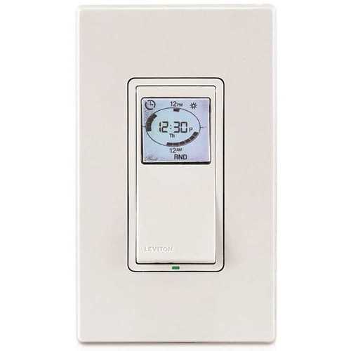 Leviton 021-VPT24-1PZ Vizia 24-Hour Programmable Indoor Digital Timer with Astronomical Clock, White/Ivory/Light Almond