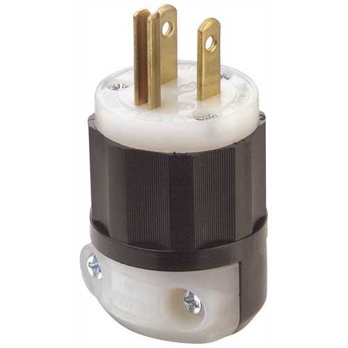 Leviton 171-05266-00C 15-Amp 125-Volt Industrial Grade Straight Blade Plug In Black/White