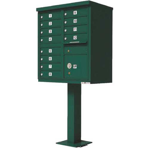 Florence 1570-12FGAF Vital 1570 12-Mailboxes 1-Parcel Locker 1-Outgoing Mail Compartment Forest Green CBU