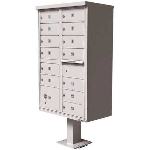 Florence 1570-13WHAF Vital 1570 13-Mailboxes 1-Parcel Locker 1-Outgoing Pedestal Mount Cluster Box Unit
