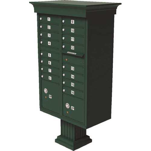 Florence 1570-16VFG Vital 1570 16-Mailboxes 2-Parcel Lockers 1-Outgoing Pedestal Mount Cluster Box Unit