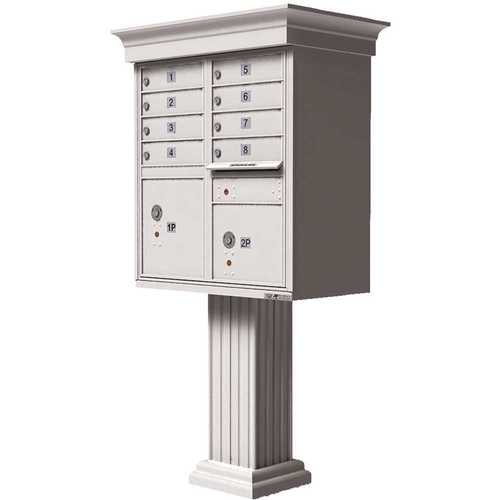 Florence 1570-8VWH Vital 1570 8-Mailboxes 2-Parcel Lockers 1-Outgoing Pedestal Mount Cluster Box Unit