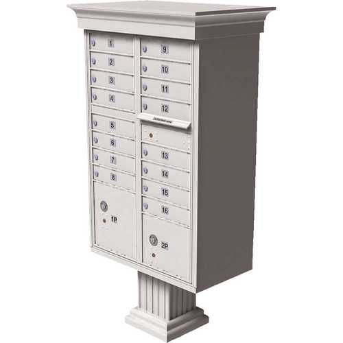 Florence 1570-16VWH Vital 1570 16-Mailboxes 2-Parcel Lockers 1-Outgoing Pedestal Mount Cluster Box Unit