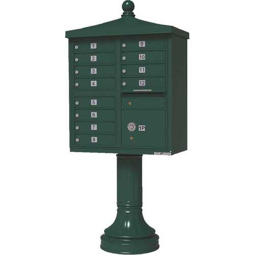 Vital 1570 12-Mailboxes 1-Parcel Locker 1-Outgoing Pedestal Mount Cluster Box Unit