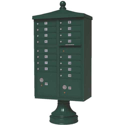 Florence 1570-16V2FG Vital 1570 16-Mailboxes 2-Parcel Lockers 1-Outgoing Pedestal Mount Cluster Box Unit