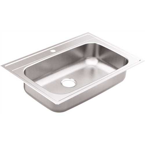 1800 Drop-In Stainless Steel 33 in. 1-Hole Single Bowl Kitchen Sink