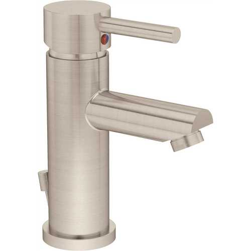 Dia Single Hole Single-Handle Bathroom Faucet with Deck Plate in Satin Nickel