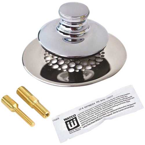 Universal NuFit Push Pull Bathtub Stopper with Grid Strainer and Silicone, Two Pins in Chrome Plated