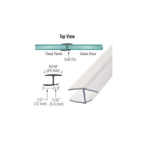 Polycarbonate H-Jamb 180 Degree with One Soft Fin for 3/8" Glass 95" Stock Length - pack of 5