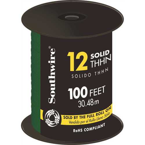 Southwire 11591584 100 ft. 12 Green Solid CU THHN Wire