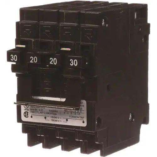 Quadplex Two Double Pole 30 Amp Outside Two Double Pole 20 Amp Inside Circuit Breaker Black