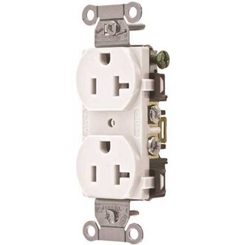 20 Amp Hubbell Commercial Industrial Grade Duplex Receptacle, White