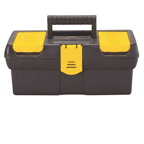 Stanley STST13011 Tool Box with Tote Tray, 1.1 gal, Plastic, Black/Yellow, 4-Compartment