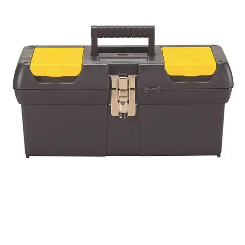 Stanley 016013R Tool Box with Tray, 2.1 gal, Polypropylene, Black