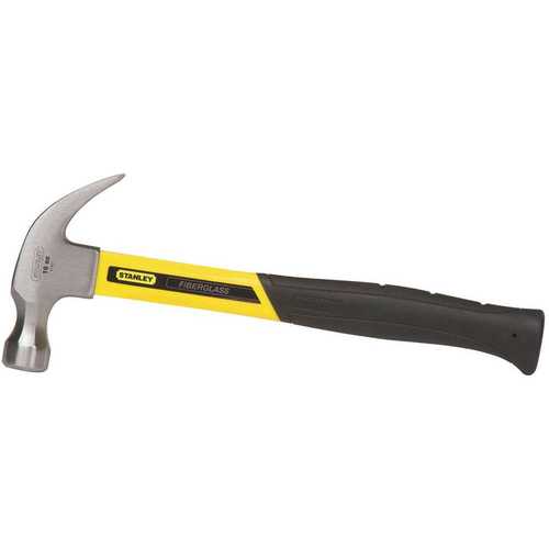 Stanley 51-621 16 oz. Fiberglass Curve Claw Nailing Hammer Black, Yellow