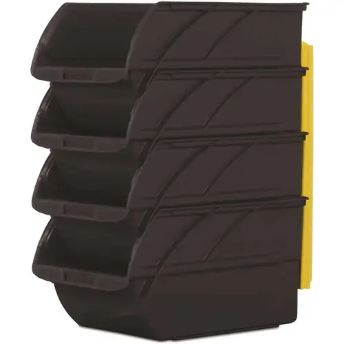5.9 in. Stackable & Mountable Storage Bins with Wall Hangers Black - pack of 4