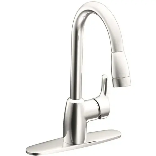 Baystone Single-Handle Pull-Down Sprayer Kitchen Faucet with Spout in Chrome