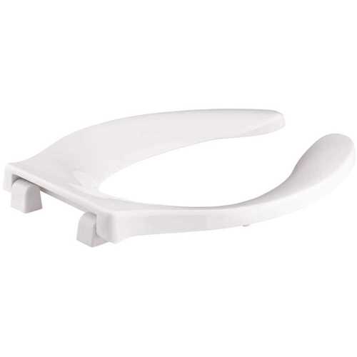 Stronghold Elongated Open Front Toilet Seat in White