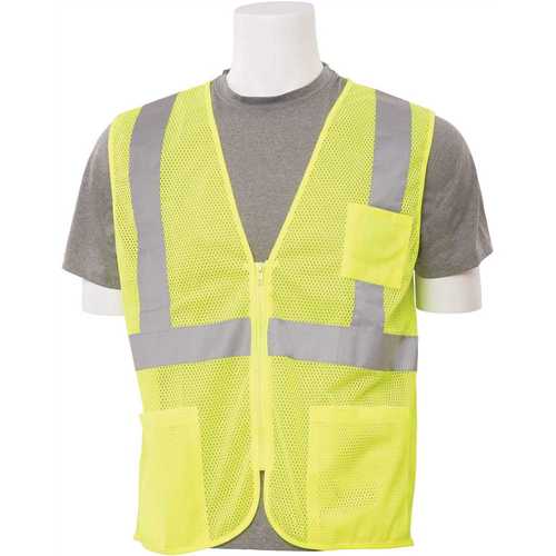 S363P LG Hi Viz Lime Economy Poly Mesh Safety Vest