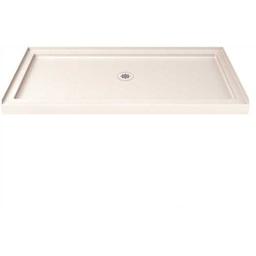 SlimLine 32 in. D x 60 in. W Single Threshold Shower Base in Biscuit Color with Center Drain