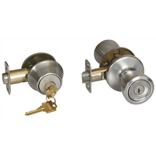 Weiser GAC531B26D GDC9471 K2 Beverly Satin Chrome Keyed Entry Door Knob and Single Cylinder Combo Pack