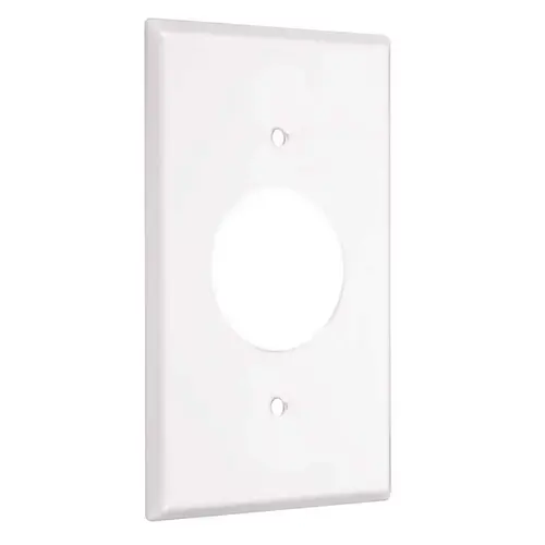 TAYMAC WW-SR2 1.406 in. Metal Standard Single Receptacle Wallplate, White Smooth