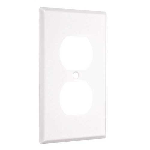 Metal Standard Duplex Receptacle Wallplate, White