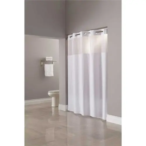 Madison 71 in. x 77 in. White Shower Curtain with Snap Liner - pack of 12