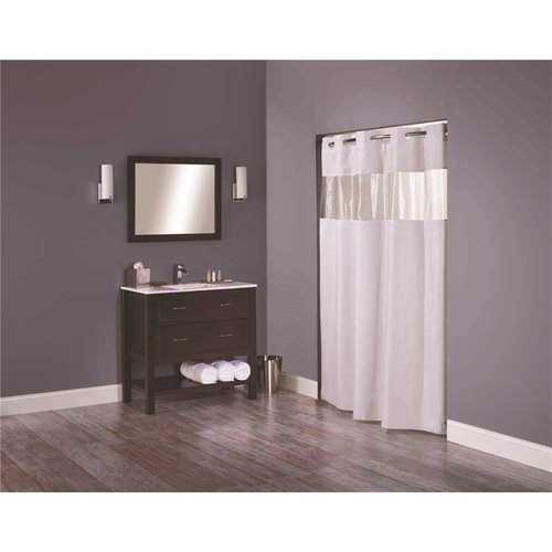 Hookless HBH41BUB01W The Major 71 in. x 77 in. White Shower Curtain with Vinyl Window - pack of 12