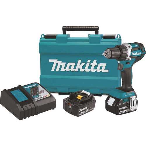 18-Volt LXT Lithium-Ion Compact Brushless Cordless 1/2 in. Driver-Drill Kit with Two 5.0 Ah Batteries, Charger Hard Case Teal