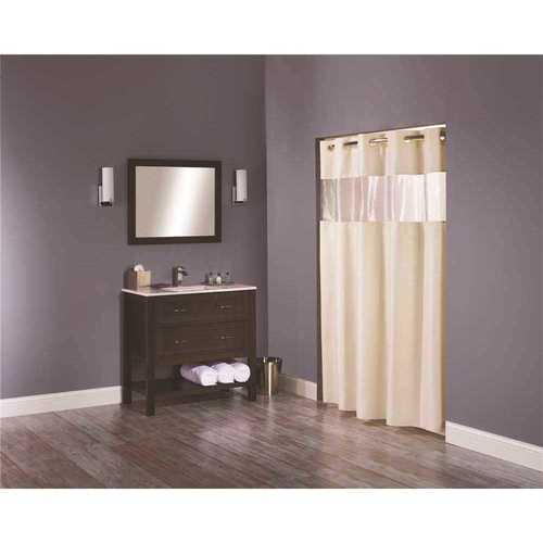The Major 71 in. x 77 in. Beige Shower Curtain with Vinyl Window - pack of 12