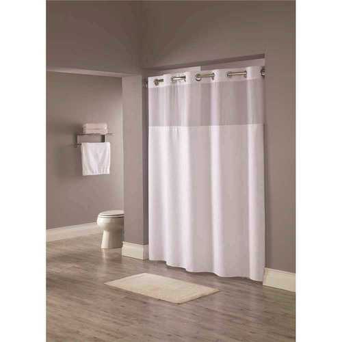 Hookless HBH89MYS01SL77 REFLECTION SHOWER CURTAIN WITH SNAP IN LINER, WHITE 71 IN. X 77 IN - pack of 12