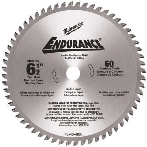 6-1/2 in. X 60 Teeth Non-Ferrous Metal Cutting Circular Saw Blade Silver