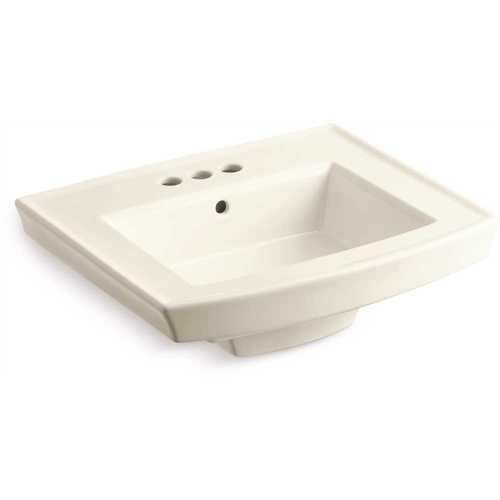 Archer 4 in. Vitreous China Pedestal Sink Basin in Biscuit with Overflow Drain