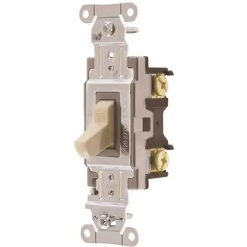 15 Amp Single-Pole Hubbell Commercial Specification Grade Toggle Switch, Ivory  - pack of 10