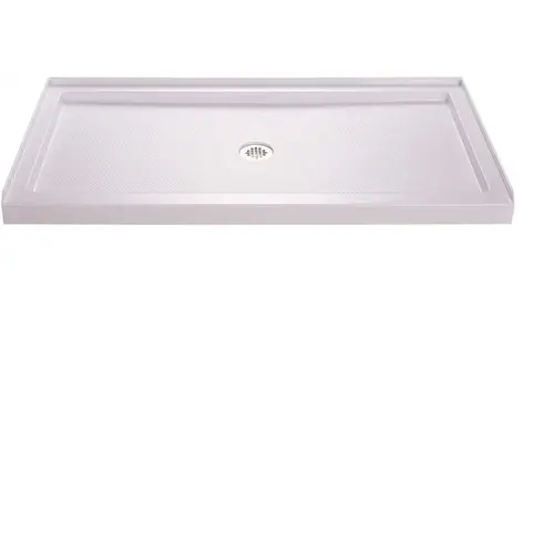 SlimLine 32 in. D x 60 in. W Single Threshold Shower Base in White