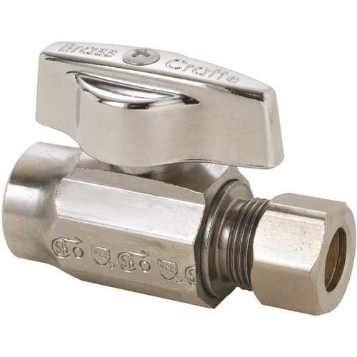 BrassCraft KTR14X C 1/2 in. Nom Sweat Inlet x 3/8 in. OD Comp Outlet 1/4-Turn Straight Ball Stop CHROME