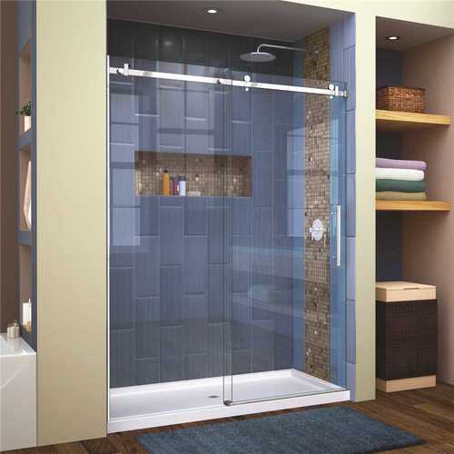 DreamLine SHDR-64607610-08 Enigma Air 56 in. to 60 in. x 76 in. Frameless Sliding Shower Door in Polished Stainless Steel